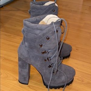 Gray Wedge Boots